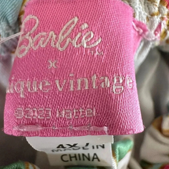 Unique Vintage x Barbie Top 4XL Retro 70s Spaguetti Straps - Picture 4 of 12